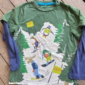 Mini Boden Boys Sz 7-8 Graphic Long Sleeved Tee🦌